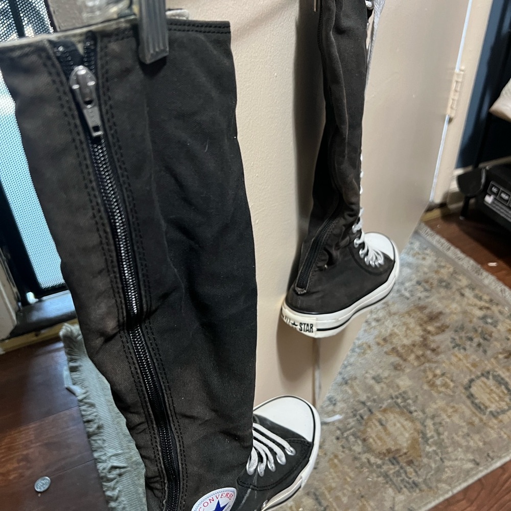 Converse Black Knee-High Sneakers with White Laces - Picture 8 of 10